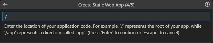 Screenshot of the Azure SWA Step 4