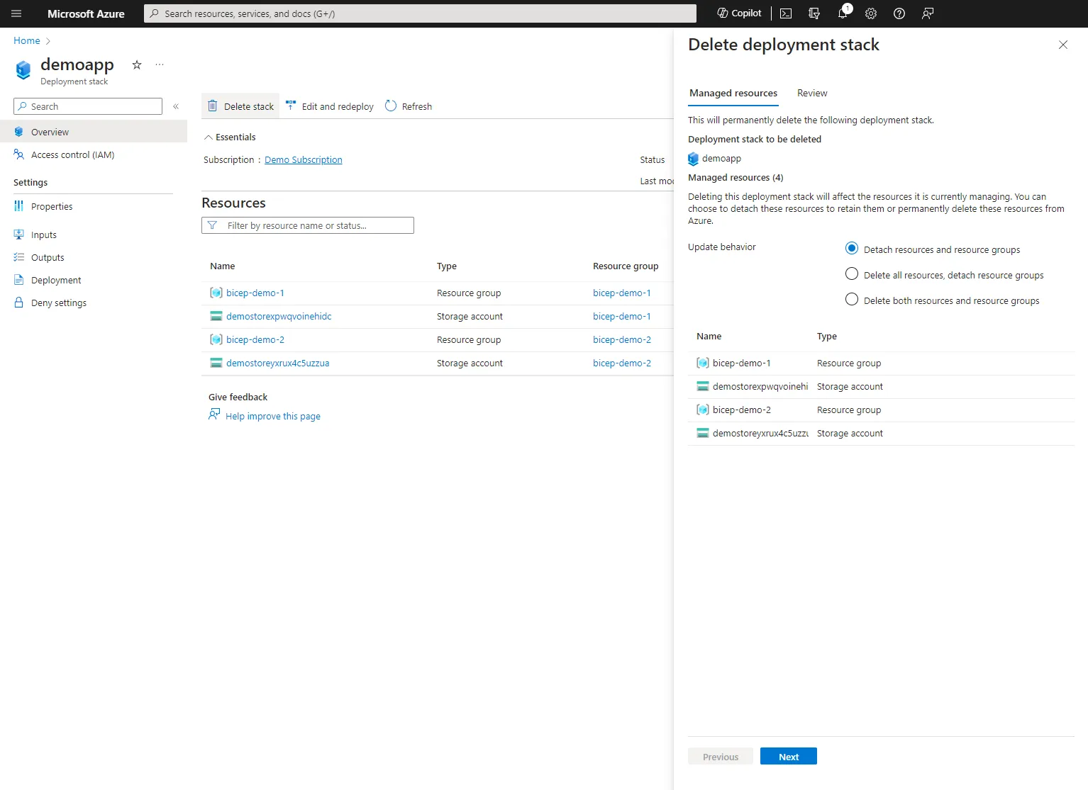 Deployment Stacks in Azure Portal