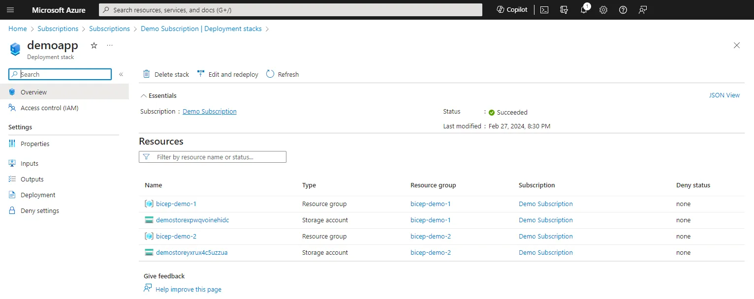 Deployment Stacks in Azure Portal