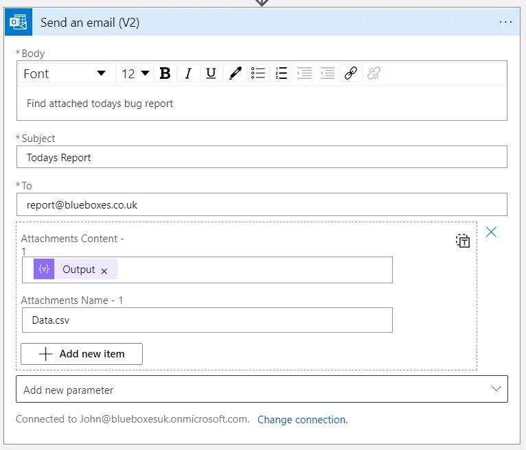 Azure Logic App email settings