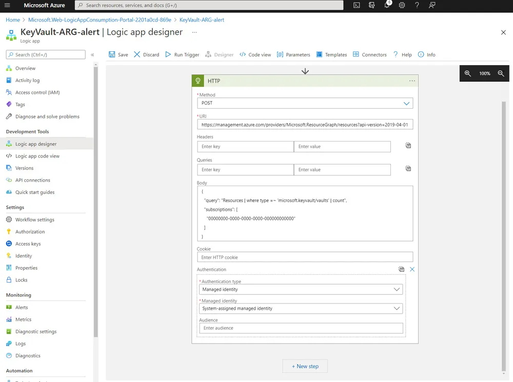 Screenshot of Azure Website showing the HTTP block