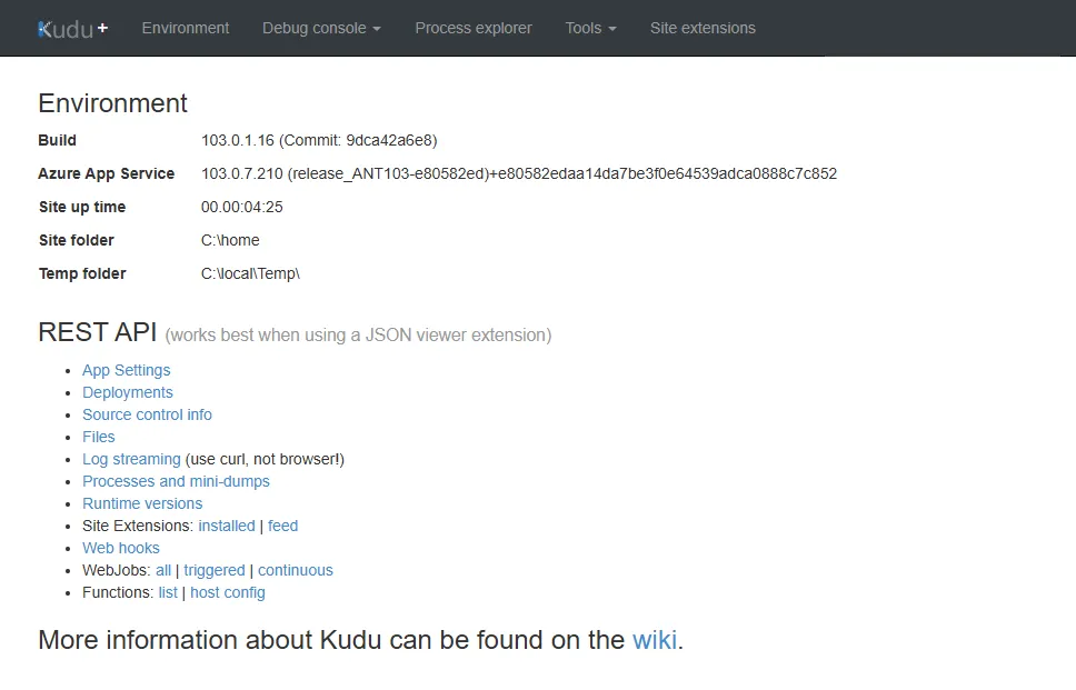 Screenshot of Kudu under Windows