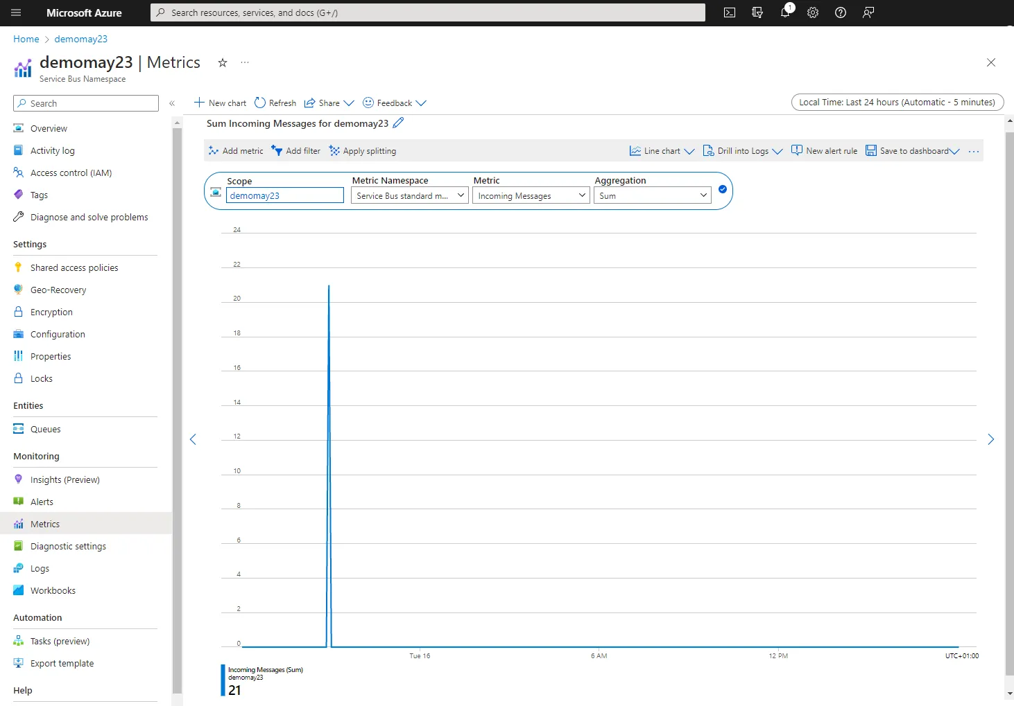 Screen shot of metrics explorer