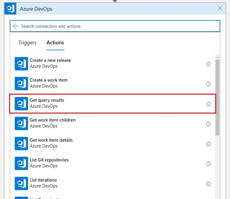 Azure Logic DevOps Query Results